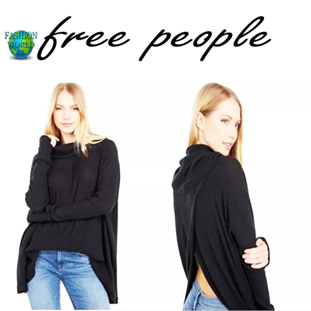 NWT Free People Juicy Long Sleeve Sweater Thermal Black
